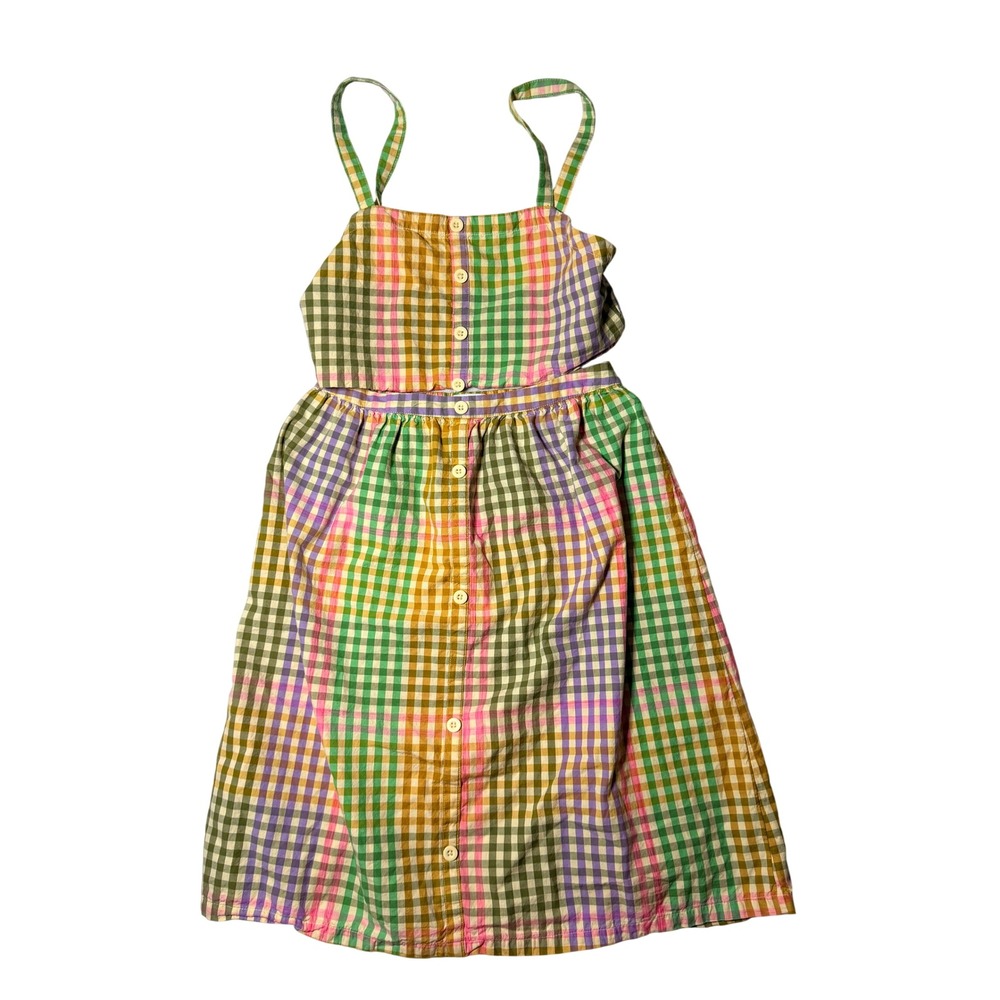 Free Assembly Girls XL 14/16 Rainbow Gingham Button Front Smocked Midi Dress